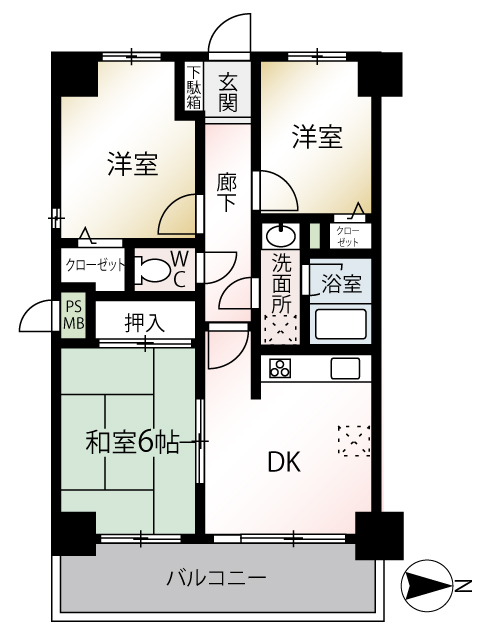 ライオンズマンション千葉山王　【3DK】